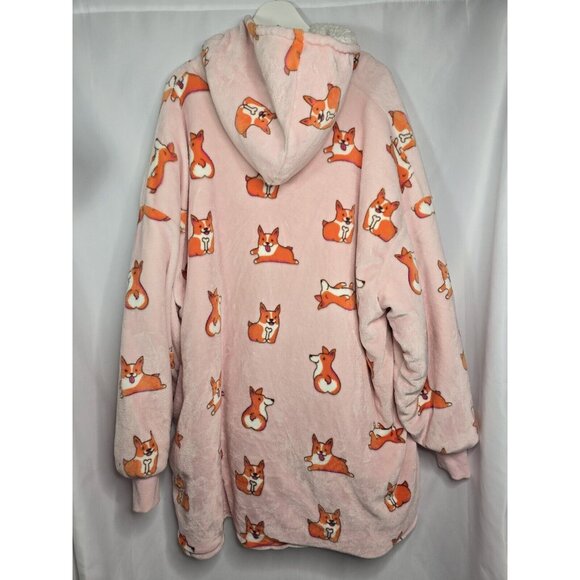 THE OODIE Adult Oversized Hoodie Blanket Fleece Sherpa Corgi Dog Print- ONE SIZE - Picture 3 of 16